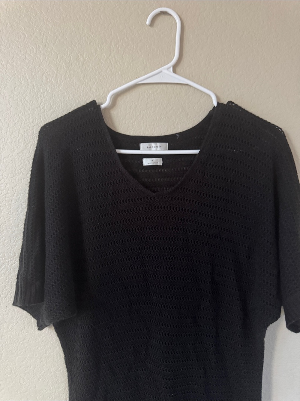 Van Heusen Black Open-Knit V-Neck Sweater